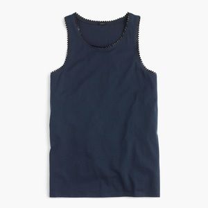 NWT Navy J. Crew Faux-Leather Trim Tank Top